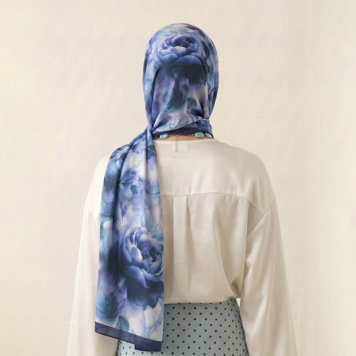 Blue Blossom Premium Chiffon Hijab