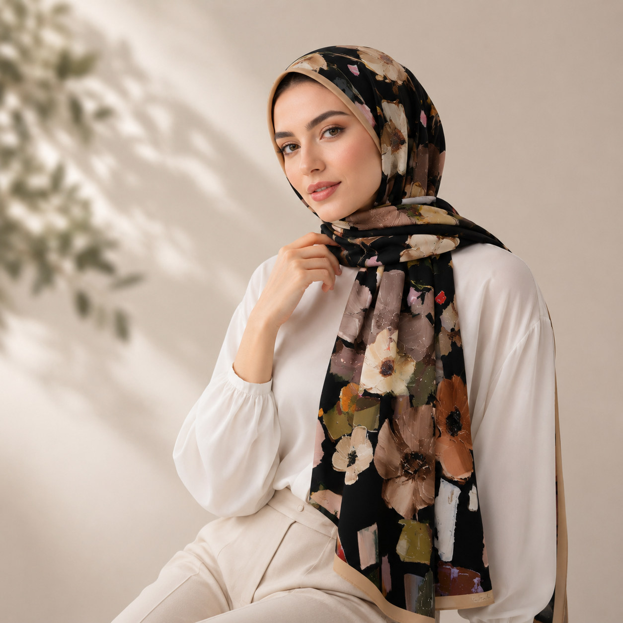 Midnight Bloom Premium Hijab
