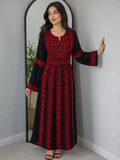 Palestinian Embroidered Thobe – Black & Red Heritage Dress