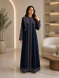 Elegant 2-Piece Embroidered Abaya Set – Black & Navy Blue