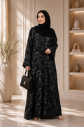 Luxury Marble Black Open Abaya