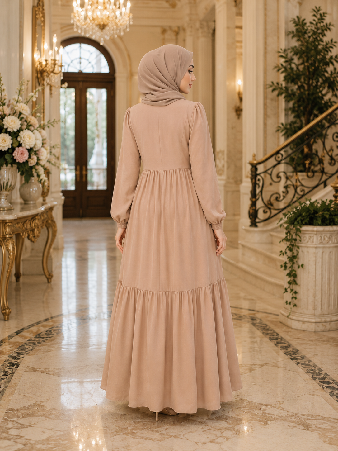 Elegant Embroidered Modest Maxi Dress