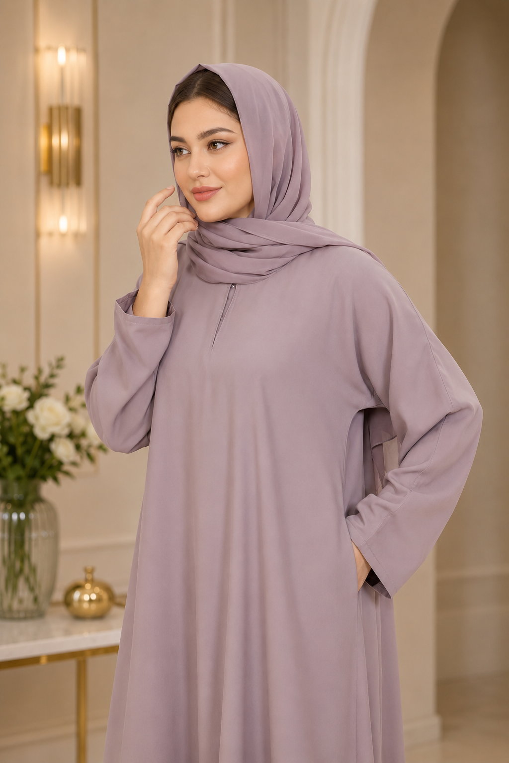 Everyday Elegance Abaya – Mauve Mist