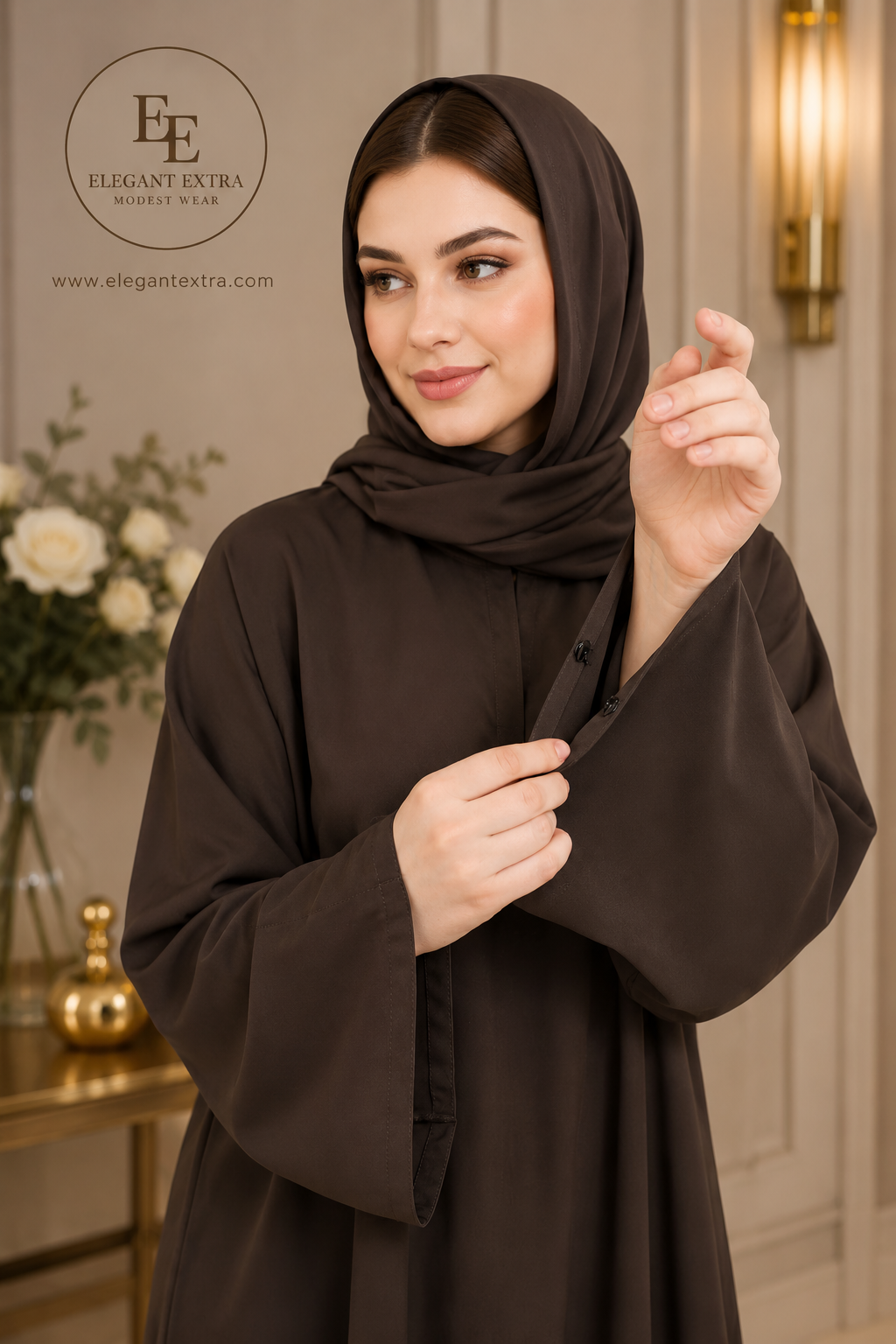 Timeless Elegance Abaya – Espresso Brown