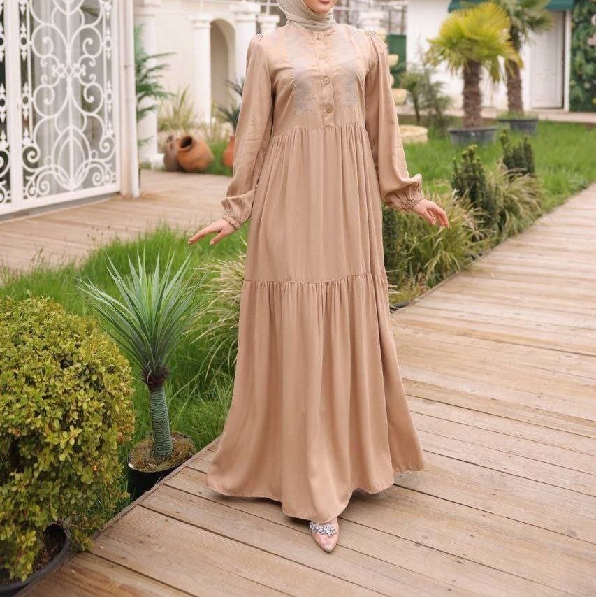 Elegant Embroidered Modest Maxi Dress