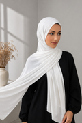 Premium Long Jersey Hijab – Soft Stretch Everyday Wrap Scarf | White