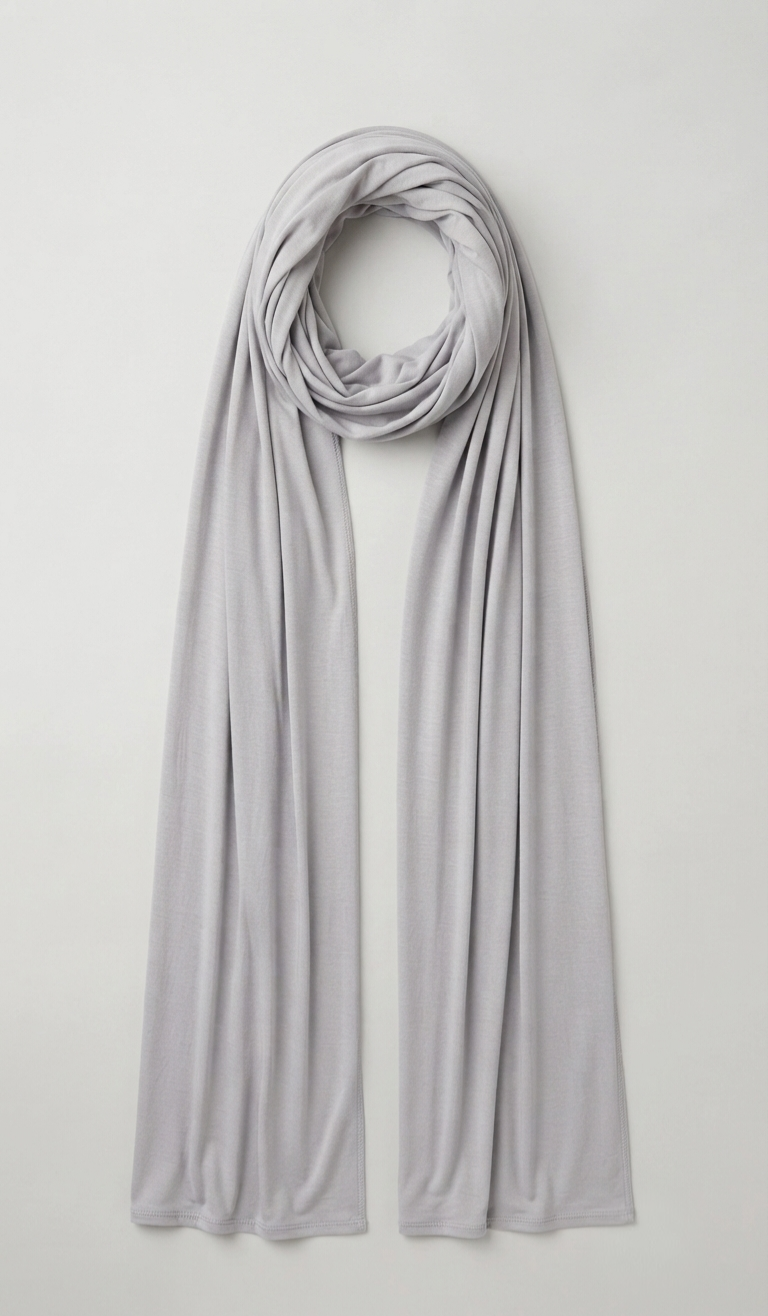 Premium Light Gray Jersey Shawl | Soft Stretch Cotton Blend | Extra Long Hijab