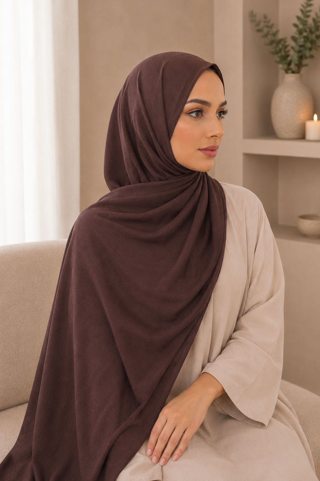 Premium Long Modal Hijab Shawl – Chocolate Brown