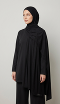 Premium Long Jersey Hijab – Classic Black | Soft Stretch Cotton Blend | Long Shawl