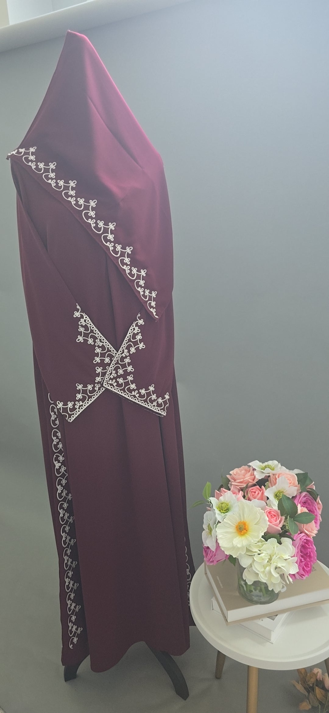 Elegant Embroidered Abaya with Matching Shawl