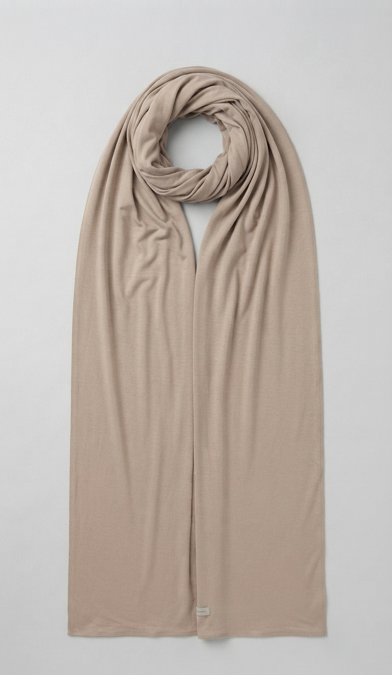 Premium Jersey Hijab – Soft Beige | Stretch Cotton Blend | Long Shawl