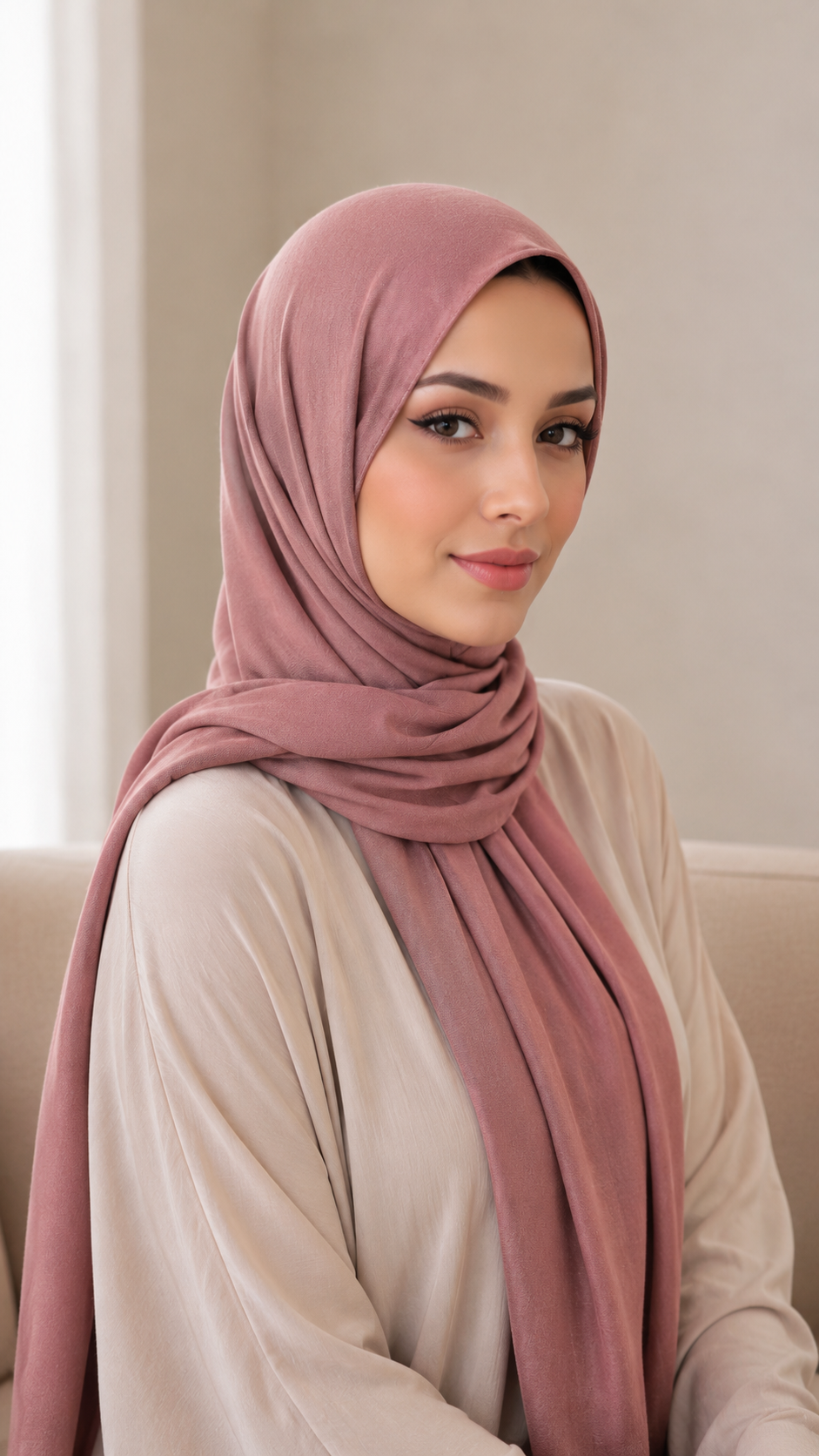 Premium Long Modal Hijab Shawl – Dusty Rose