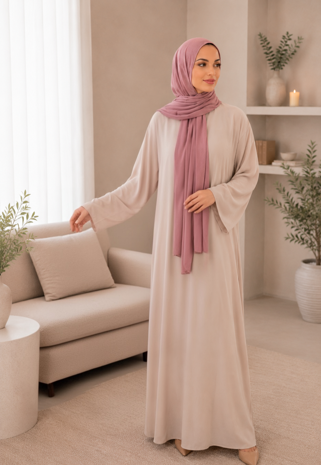Premium Long Modal Hijab Shawl – Dusty Mauve