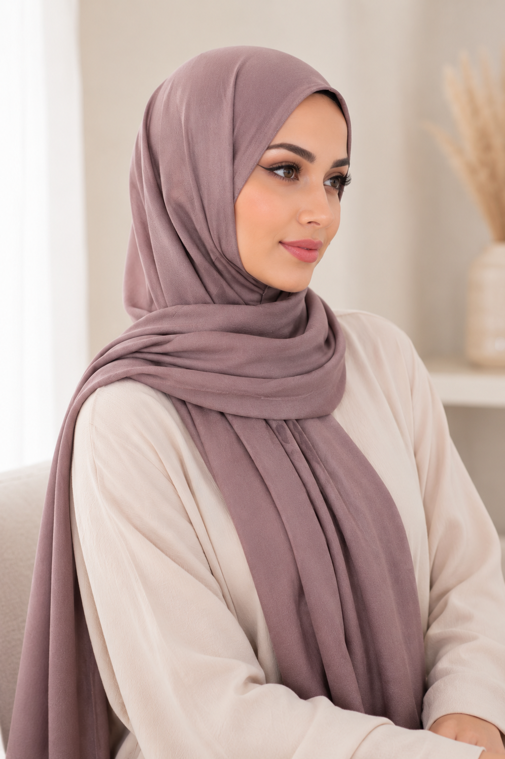 Premium Long Modal Hijab Shawl – Mauve Taupe