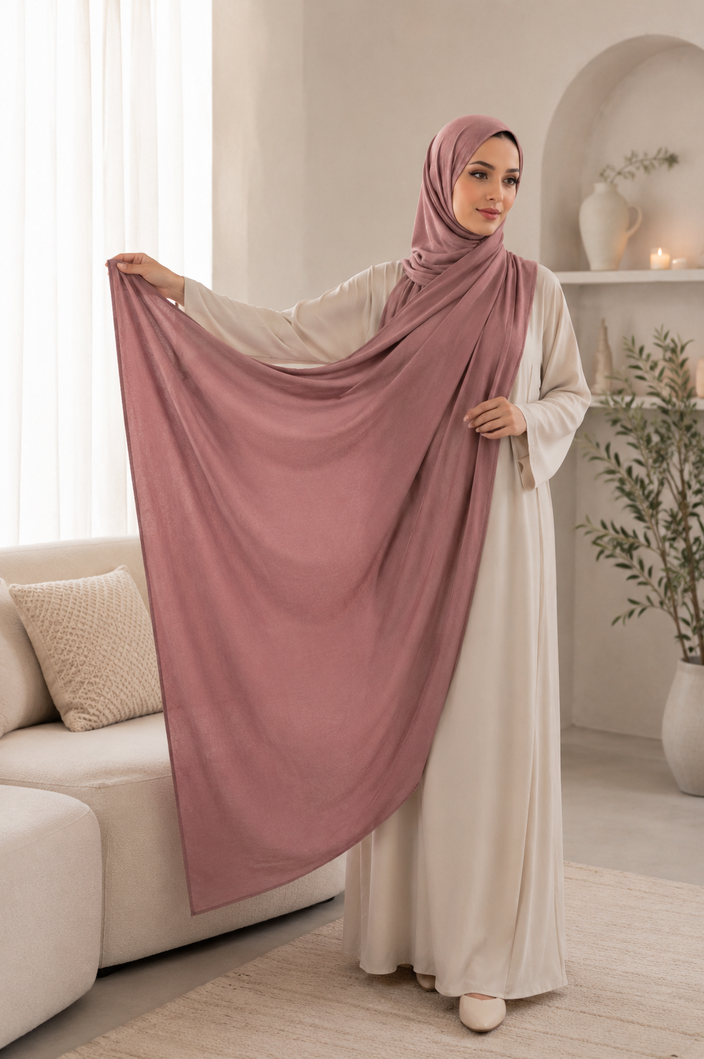 Premium Long Modal Hijab Shawl – Dusty Rose