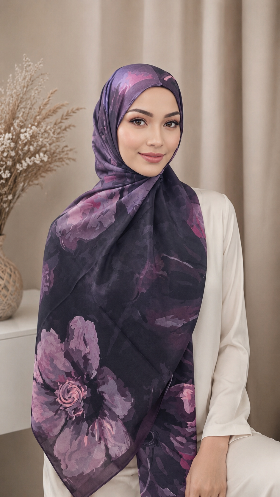 Midnight Bloom Premium Hijab
