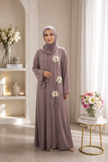 Elegant Floral Embroidered Abaya with Matching Shawl