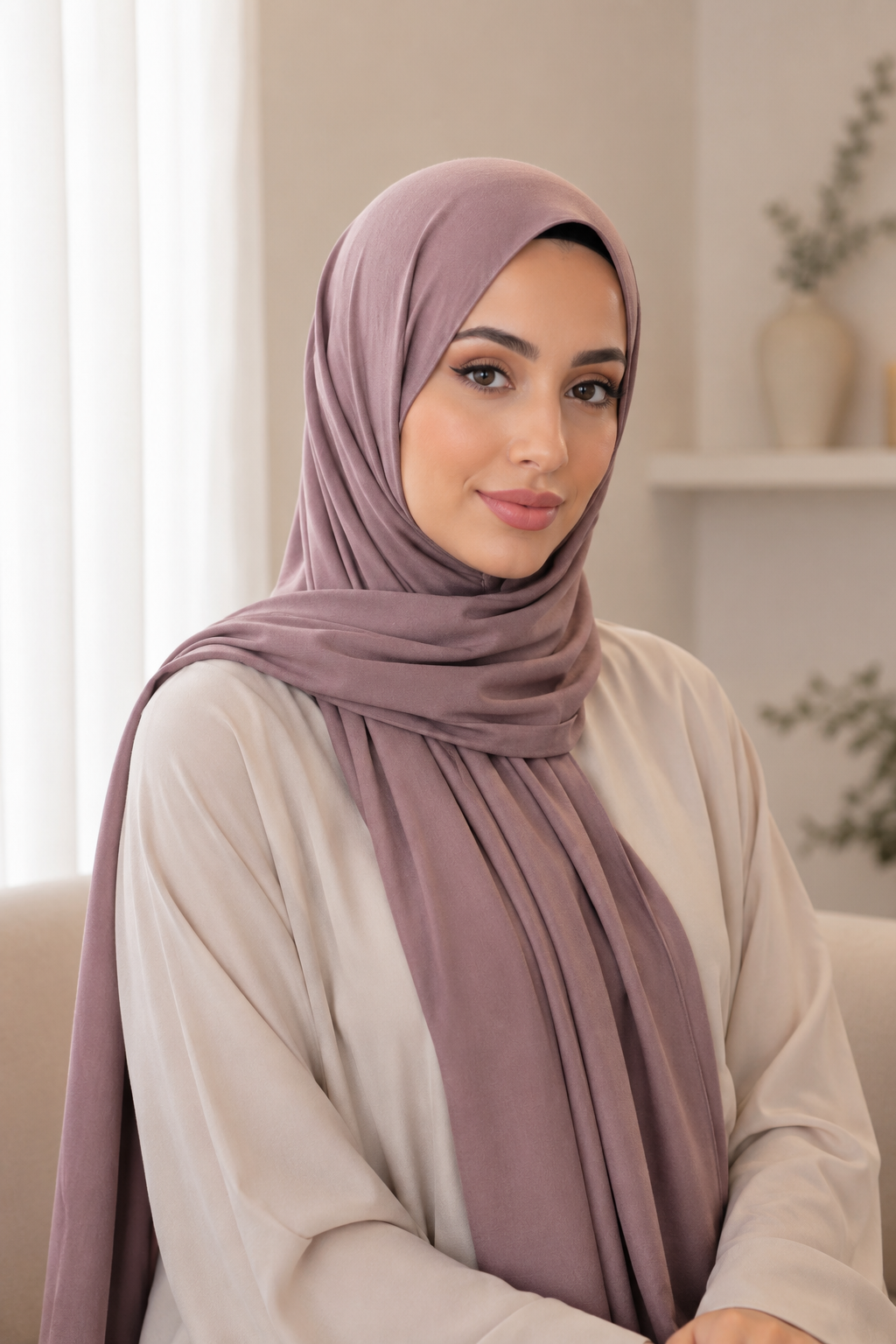 Premium Long Modal Hijab Shawl – Mauve Taupe