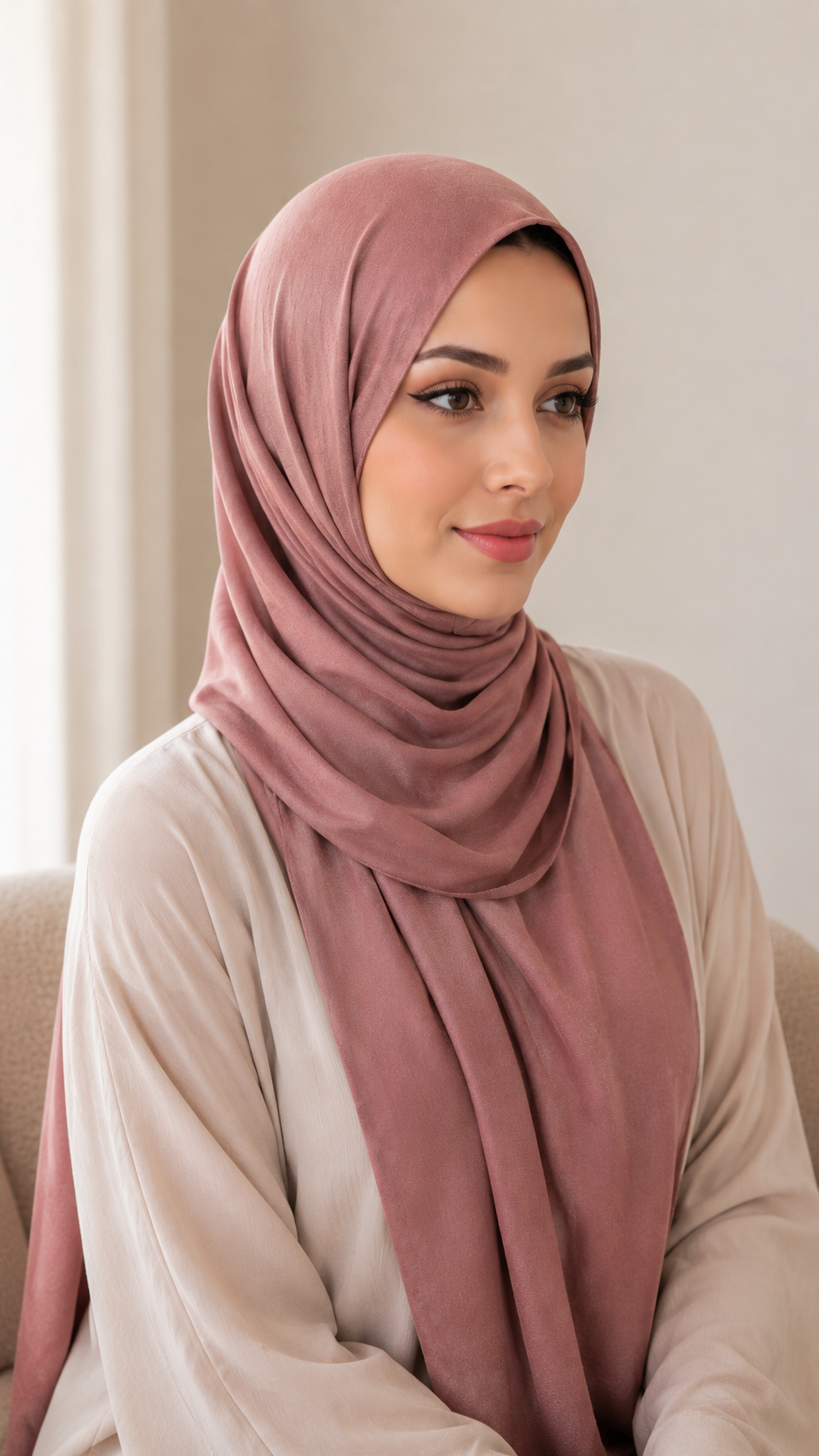 Premium Long Modal Hijab Shawl – Dusty Rose