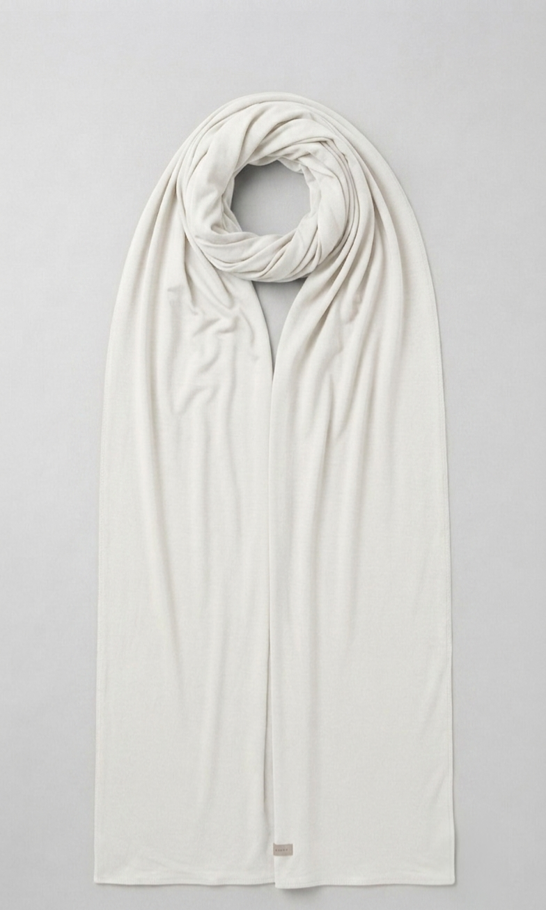 Premium Long Jersey Hijab – Soft Stretch Everyday Wrap Scarf | White