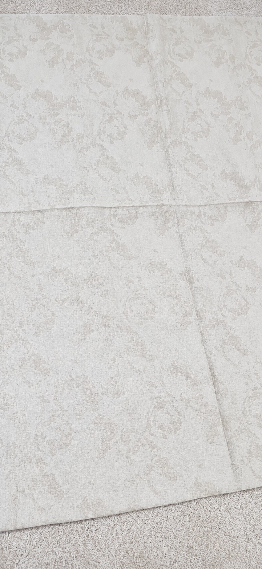 Elegant Ivory Damask Hijab Shawl – Luxury Neutral Floral Scarf