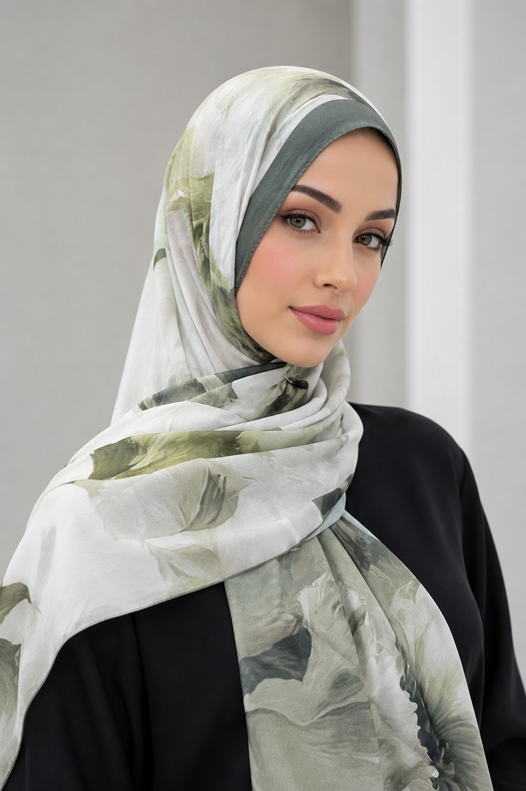 Sage Bloom Floral Hijab Shawl