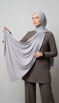 Premium Light Gray Jersey Shawl | Soft Stretch Cotton Blend | Extra Long Hijab