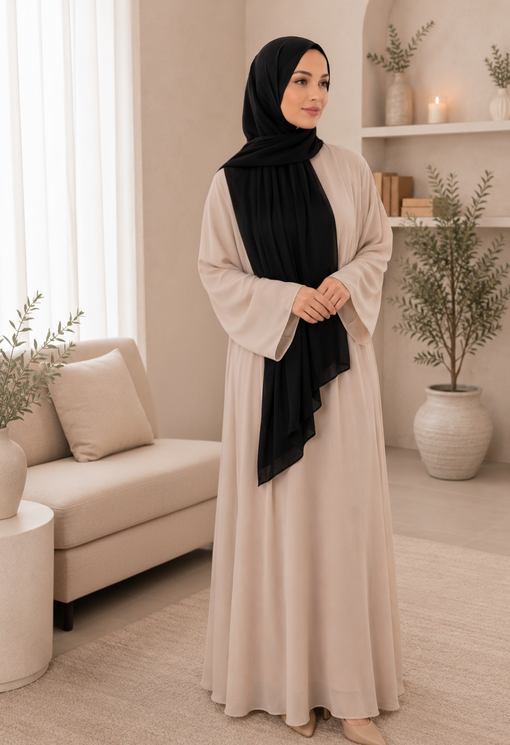Premium Long Modal Hijab Shawl – Black