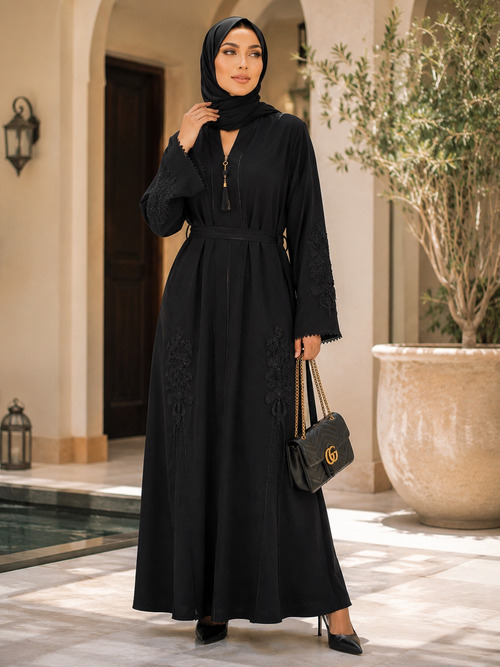 Elegant Black Embroidered Abaya – Modest Luxury Collection