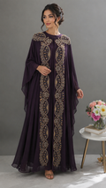 Luxury 2-Piece Butterfly Moroccan Caftan with Inner Dress – Elegant Gold Embellishments