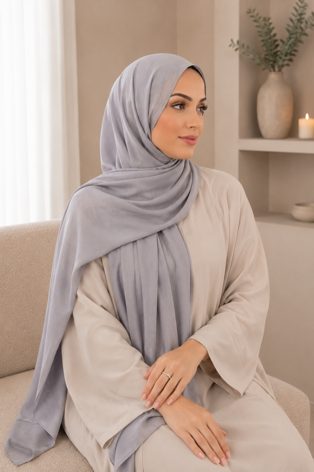 Premium Long Modal Hijab Shawl – Light Gray