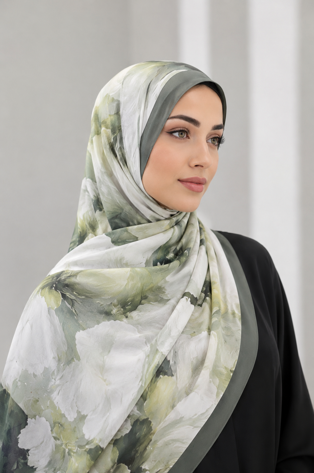 Sage Bloom Floral Hijab Shawl